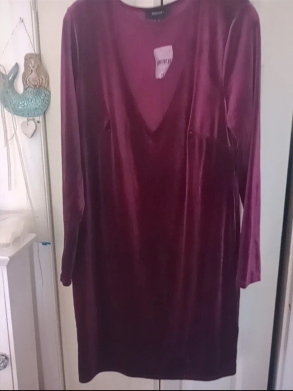 Forever 21 Plum Velvet Long-Sleeve Shift Dress